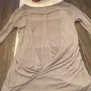 Grey long sleeve cool back yoga shirt